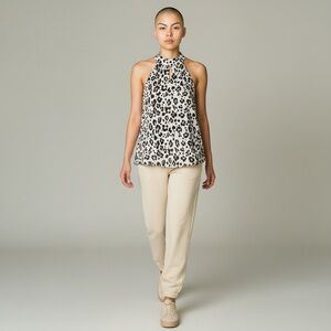 Blue Rain Leopard Print Sleeveless Top